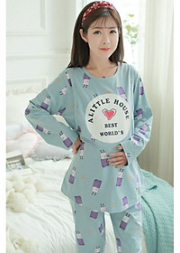 Bộ Đồ Bầu Và Sau Sinh Azuno AZ1014 Mặc Nhà Dài Tay Thu Đông Có thiết Kế Khe Mở Cho Con Bú Tiện Lợi