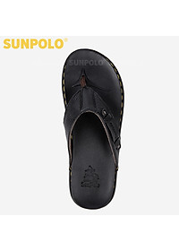 Dép Kẹp Xỏ Ngón Nam Da Bò SUNPOLO KEP204 Êm nhẹ (Đen)