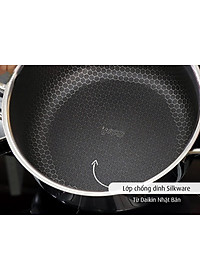 [Hàng chính hãng] Nồi nông inox iMat Blackcube 22cm, Cao 9.8cm, Thể tích 3.2l, Phủ chống dính Daikin-Nhật Bản thế hệ mới