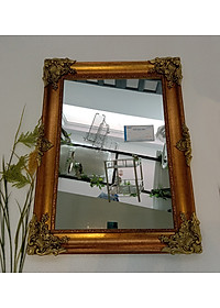 Gương soi Kibath khung màu vàng đồng kT 60x80 cm, KB-134