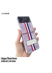 Ốp lưng chống sốc trong suốt cho Samsung Galaxy Z Flip 3 hiệu Likgus Thom Brow (chất liệu cao cấp, thiết kế thời trang họa tiết 3 sọc màu) - hàng nhập khẩu