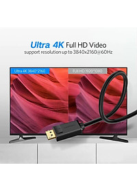 Ugreen UG10212DP102TK 3M Màu Đen Cáp 2 Đầu Displayport chuẩn V1.2 thuần đồng - HÀNG CHÍNH HÃNG