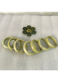 Vòng tay Đá Tự Nhiên Serpentine màu vàng bản dẹt cho người mệnh Thủy và Kim vongtaymenhthuy