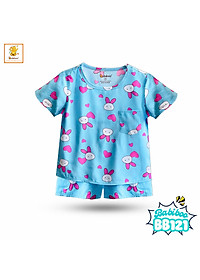 Đồ bộ bé trai Babiboo đồ bộ ngắn tay vải tole mát mẻ, họa tiết dễ thương BB121