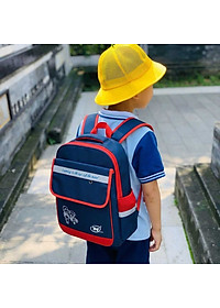 Balo học sinh TN.Bags xanh đen phối đỏ – Balo tiểu học có nắp siêu nhẹ nhiều ngăn cao cấp cho bé năng động TNB3016