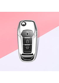 Móc khóa kèm ốp bảo vệ chìa khóa xe Ford Everest, Ranger XLS, Ford Ranger Wildtrak nhựa mềm TPU tráng gương sáng bóng
