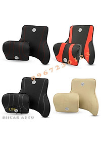 Gối tựa đầu và tựa lưng ô tô cao su non vỏ bọc da nhập khẩu cao cấp