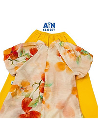 Bộ Áo Dài bé gái họa tiết hoa Quế Trúc Vàng Cam lụa tơ - AICDBGITMO6P - AIN Closet