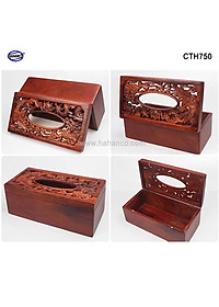 Hộp Giấy Ăn Bằng Gỗ Hương (Cỡ lớn - đủ mẫu) Đục Khắc Hoa Văn Tinh Xảo/Độc Đáo