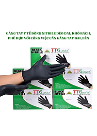 Găng Tay Y Tế Size L Không Bột Nitrile Màu Đen TTGLOVES (100 chiếc)
