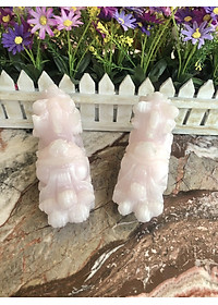 Cặp Tỳ Hưu phong thủy đá thạch anh hồng - Dài 15 cm