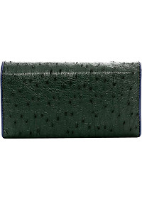 Ví Nữ Da Đà Điểu 3 Gấp Huy Hoàng HT3410 (19 x 10.5 cm) - Xanh Rêu