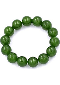 Vòng tay chuỗi hạt Đá Thạch Anh Xanh Rêu 14 ly 14 hạt - hợp mệnh Hỏa, mệnh Mộc - Vòng size lớn