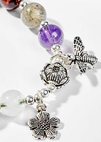 Vòng Tay Phong Thủy Nữ Đá Thiên Nhiên Đa Sắc Phối Charm Ong Bạc (8mm) Nhiều Mệnh Ngọc Quý Gemstones