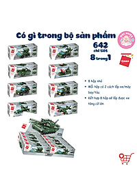 Đồ chơi lắp ráp xếp hình 8 trong 1 chủ đề quân sự Qman 42301 - Xe tăng quân sự (642 chi tiết)