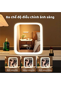 Gương Soi Trang Điểm Để Bàn Có 3 Chế Độ Đèn Led Thông Minh Tích Điện Siêu Hot - Thiết Kế Hiện Đại - Hàng Chính Hãng