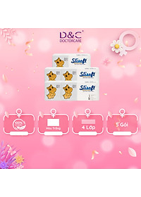 Combo 5 Giấy ăn Slisoft Trắng tự nhiên đa năng,khăn giấy rút không chất tẩy trắng an toàn cho cả gia đình