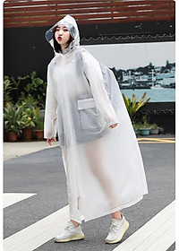 Áo Mưa Trong Suốt Dáng Dài Vành Rộng Có Khóa Kéo