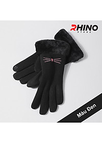 Găng tay nữ da lộn lót lông giữ ấm, chống gió Rhino G902 cảm ứng điện thoại, đi xe máy freesize