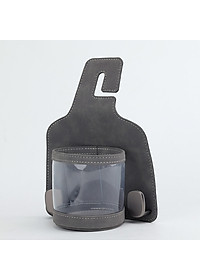 Móc Treo Đa Năng Có Hộc Đựng Ly Trên Ô Tô CIND BO-L021 Bằng Kim Loại Bọc Da Lộn Màu Xám Sang Trọng Cho Nội Thất Xe - Nhập Khẩu Chính Hãng