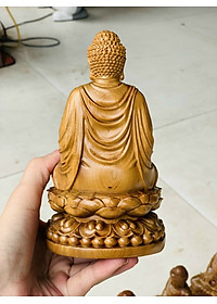 Tượng phật thích ca mini bằng gỗ bách xanh kt 15×9×8cm