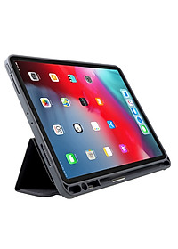 Bao da iPad pro 11 inh 2018 hiệu Mutural có khay để bút_ Màu đen_ hàng nhập khẩu