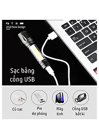Đèn pin mini siêu sáng bỏ túi 2in1 có zoom xa gần kèm hộp đựng- Hàng chính hãng 