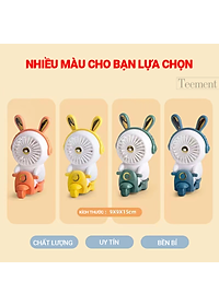 Quạt Cầm Tay Mini, Quạt Sạc Tích Điện Thỏ Lái Xe Xinh Xắn Teement, Có 2 Tốc Độ Gió ( Gió Mạnh, Gió Nhẹ), Dễ Thương Tránh Nóng Mùa Hè Cực Êm (Kèm Dây Sạc Usb)- Hàng Chính Hãng