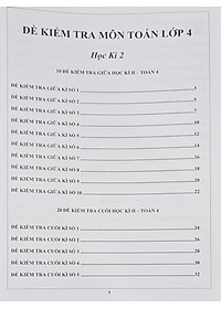 Combo Sách - Đề kiểm tra Toán 4 học kì I + II