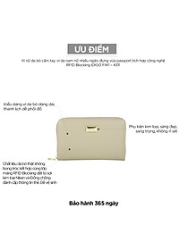 Ví nữ da thật cầm tay, ví da nam nữ nhiều ngăn, đựng vừa passport tích hợp công nghệ RFID Blocking IDIGO FW1 - 4311