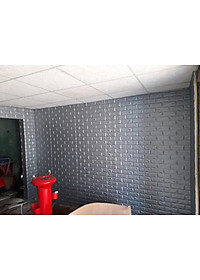Bộ 5 Tấm Xốp Dán Tường Giả Gạch 3D Màu Xám 70cmx77cm