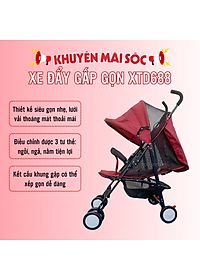 Xe đẩy cho bé cao cấp XD688 - Xe đẩy kéo du lịch gấp gọn siêu nhẹ, siêu thoáng, siêu bền lưới chống tia UV