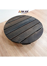 Đế Lót Chậu Cây Có Bánh Xe Cao Cấp ANKAN Hình Tròn Màu Xám Đen R30Cm Tải trọng 150 Kg Gỗ Tràm Bông