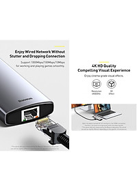 Hub chuyển đổi đa năng 8 trong 1 Baseus CAHUB-CV0G ( Type-C to HDMI/ USB3.0/ LAN / SD Card Reader/ Type C PD 100W, Multifunctional HUB) - HÀNG CHÍNH HÃNG