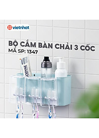 Kệ Để Bàn Chải, Cốc Và Kem Đánh Răng Việt Nhật, Bộ Cắm Bàn Chải 3 cốc - Nhựa Việt Nhật Chính Hãng