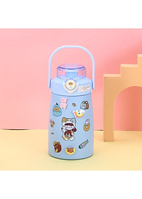 Bình Nước Giữ Nhiệt Cute 800ml Chất Liệu Inox 304 Giữ Nhiệt Không Gỉ Nóng Lạnh 24 Giờ Kèm Ống Hút Và Sticker - Hàng Loại 1 - Chính Hãng MINIIN