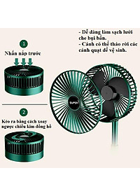 Quạt Mini Tích Điện Để Bàn Super Fan Gấp Gọn Tiện Dụng 3 Cấp Độ Sạc Usb