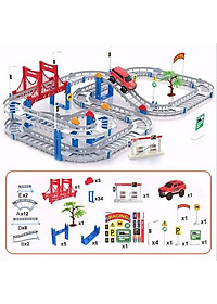 Bộ đồ chơi đường đua ô tô tàu lượn 56 chi tiết chất liệu nhựa ABS bền chắc, dẻo dai và an toàn cho trẻ