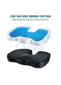 Đệm ngồi ghế văn phòng chống đau xương cụt, ê mông, thâm mông, xệ mông cho dân văn phòng, lái xe, học sinh - Thương hiệu EMA - Loại cao cấp có gel tản nhiệt
