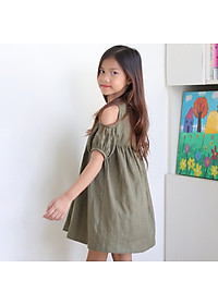 Đầm Bé Gái Kika Hở Vai Xanh Bộ Đội K109