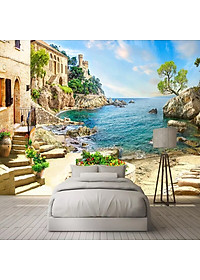 Tranh dán tường cảnh biển - tranh trí phòng khách -phòng ngủ - phòng ăn DD104