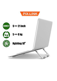 Đế Tản Nhiệt PIX-LINK X5 Chất Liệu Nhôm Nguyên Khối, Siêu Mỏng Nhẹ Dùng Cho Laptop, Macbook 13-15.6 inch Hàng Chính Hãng