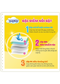 Tã/Bỉm Quần Em Bé Pep.up Cottony 3D Gói Đại Siêu Mềm Mại, Siêu Khô Thoáng, Kháng khuẩn Size S/M/L/XL