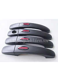 Bộ ốp tay nắm, hõm cửa xe Ford Ranger - nhựa ABS đen