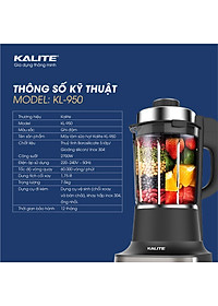 Máy Nấu Sữa Hạt Kalite KL-950 Kiêm Xay Sinh Tố Đa Năng, Gồm 14 Chương Trình - Hàng Chính Hãng