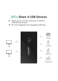Bộ switch chia cổng USB 3.0 và USB 2.0 2 vào 4 ra UGREEN US216 - Hàng chính hãng