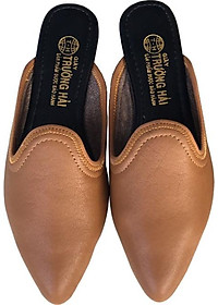 Dép bít mũi TRƯỜNG HẢI da bò thật mềm mại không bong tróc đế cao su chồng mòn êm ái BMN0361