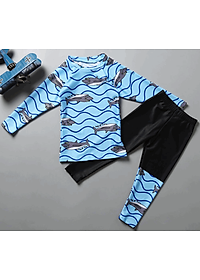 Đồ Bơi Bé Trai Tay Dài Che Nắng Họa Tiết Cá Mập Xám BB040 MayHomes Thun Lạnh Co Giãn Và Không Phai Màu