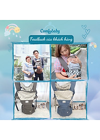 Địu ngồi trẻ em cao cấp siêu mềm - siêu thoáng 4 tư thế Comfybaby CF119HC003 cho bé từ sơ sinh tới 36 tháng có mũ đỡ đầu