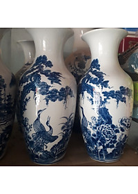 Cặp Lộc Bình, lọ hoa sứ bát tràng cao 38 cm ( cá chép, tùng hạc, chim công,  tùng và hoa mẫu đơn),  (giao ngẫu nhiên)